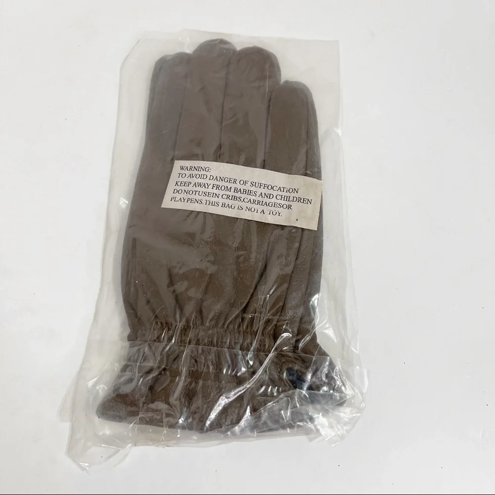 Leather Beige Gloves Sz 0.